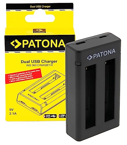 PATONA Ladegerät Dual Kompatibel mit Insta360 X3 CINAQBT/A Action Kamera von PATONA