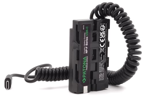 PATONA NP-F NP-F550 NP-F570 NP-F750 usw. Dummy Akku USB-C - Netzteil Netzadapter Ladegerät Koppler Adapter USB-C mit Federkabel … (9415) von PATONA