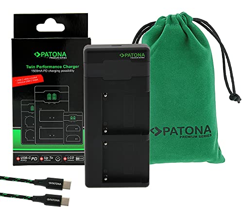 PATONA NP-F550 NP-F570 NP-F750 NP-F970 NP-F990 usw. PD Performance Akku Ladegerät (1500mA), USB-C Mini Dual LCD - PD/QC fähig (161951) von PATONA