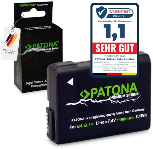 PATONA PREMIUM EN-EL14 Akku 1100mAh Ersatzakku kompatibel mit Nikon Coolpix P7000 P7100 P7700 P7800 D3100 D3200 D3300 D3400 D3500 D5100 D5200 D5300 D5500 D5600 5600 Df ENEL14 EN EL14 EN EL 14 EN-EL14a von PATONA
