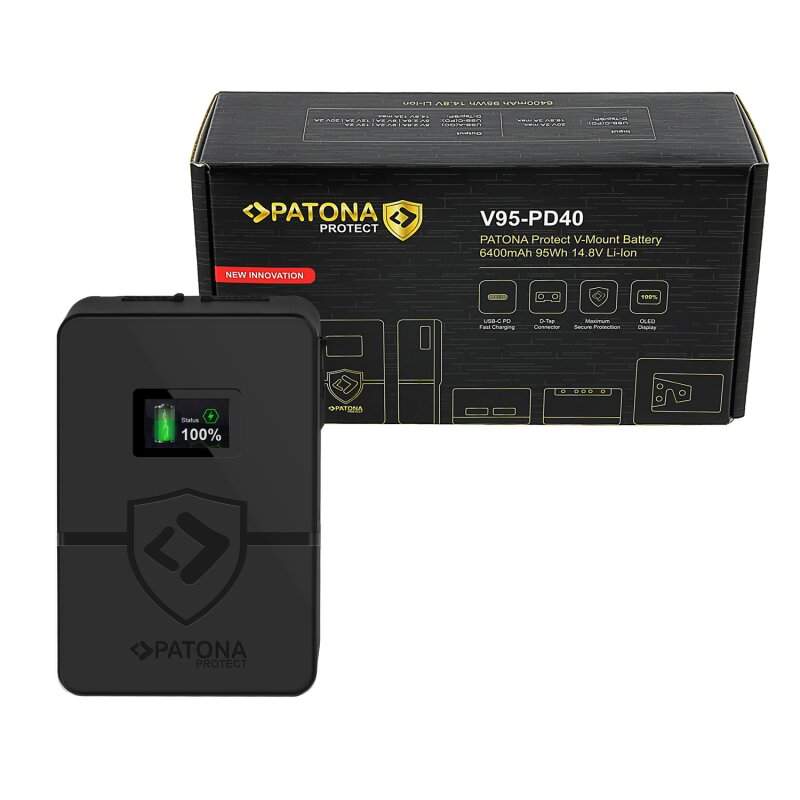 PATONA PROTECT V-Mount Akku V95-PD40 BP-95W PD40W USB-C PATONA PROTECT V-Mount Akku V95-PD40 BP-95W PD40W USB-C von PATONA