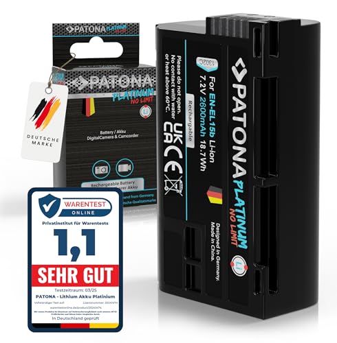 PATONA Platinum EN-EL15b Akku 2600mAh Ersatzakku kompatibel mit Nikon 1 V1 Z6 Z7 D7000 D7200 D7500 D500 D600 D750 D780 D800 D810 D850 ENEL15b EN EL15b Kamera Griff MB-D11 MB-D12 MB-D15 MB-D17 PATONA Platinum EN-EL15b Akku 2600mAh Ersatzakku kompatibel mit Nikon 1 V1 Z6 Z7 D7000 D7200 D7500 D500 D600 D750 D780 D800 D810 D850 ENEL15b EN EL15b Kamera Griff MB-D11 MB-D12 MB-D15 MB-D17 von PATONA