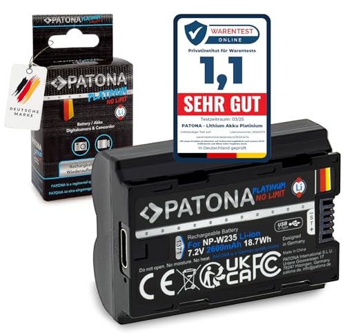 PATONA Platinum NP-W235 Akku 2600mAh USB-C Input kompatibel mit Fuji Fujifilm GFX-50s II GFX-100S GFX100 II X-H2 X-H2S X-S20 X-T4 X-T5 GFX 50 100 100S GFX50 XH2 XH2S XS20 XT4 XT5 NPW235 NP W235 PATONA Platinum NP-W235 Akku 2600mAh USB-C Input kompatibel mit Fuji Fujifilm GFX-50s II GFX-100S GFX100 II X-H2 X-H2S X-S20 X-T4 X-T5 GFX 50 100 100S GFX50 XH2 XH2S XS20 XT4 XT5 NPW235 NP W235 von PATONA