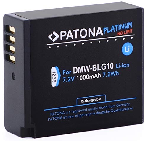 PATONA Platinum Akku DMW-BLG10-E DMW-BLE9 BP-DC15-E (1000mAh) Infochip, Intelligentes Akkusystem - Kompatibel mit Panasonic Lumix DC G110 GX9 TZ202 TZ202D TZ91 DMC TZ101 TZ81 GF6 GX7 GX80 LX100 S6 von PATONA