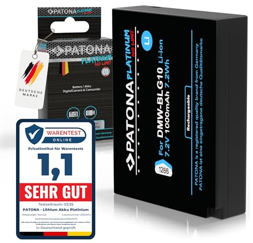 DMW-BLG10 Platinum Akku 1000mAh Ersatzakku DMW-BLG10E DMW-BLE9 BLE9E kompatibel mit Panasonic Lumix DC GX9 G110 G100 TZ202 TZ101 TZ99 TZ91 GF3 GF5 GX7 GX80 LX100 II ZS70 ZS110 DMWBLG10 BLG10 von PATONA