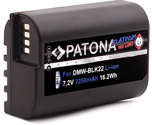 PATONA Platinum Akku DMW-BLK22 DMW BLK22 E (2250mAh) Kompatibel mit Panasonic Lumix DC-S5 DC-G9 DC-GH5 DC-GH5 II DC-GH5S DC-GH6 von PATONA
