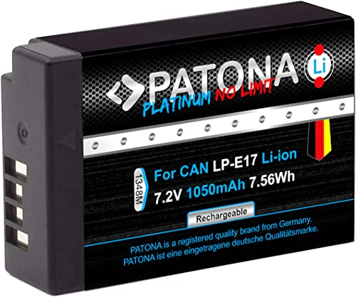 PATONA Platinum Akku LP-E17 (echte 1050mAh) voll kompatibel mit Canon EOS RP R10 R50 R100 77D 200D 250D 750D 760D 800D M3 M5 M6 und M6 Mark II von PATONA