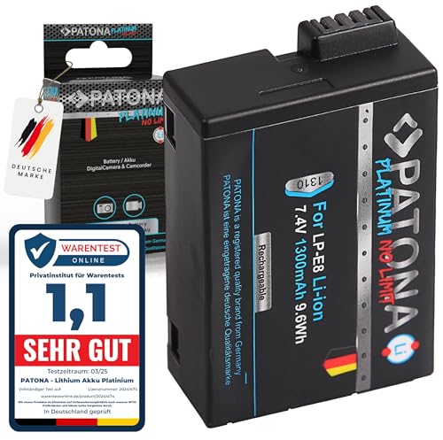 PATONA Platinum LP-E8+ Akku 1300mAh Ersatzakku kompatibel mit Canon EOS 550D 600D 650D 700D Rebel T2i T3i T4i T5i Kiss X4 X5 X6i X7i Battery Pack LPE8 LP E8 LPE 8 PATONA Platinum LP-E8+ Akku 1300mAh Ersatzakku kompatibel mit Canon EOS 550D 600D 650D 700D Rebel T2i T3i T4i T5i Kiss X4 X5 X6i X7i Battery Pack LPE8 LP E8 LPE 8 von PATONA