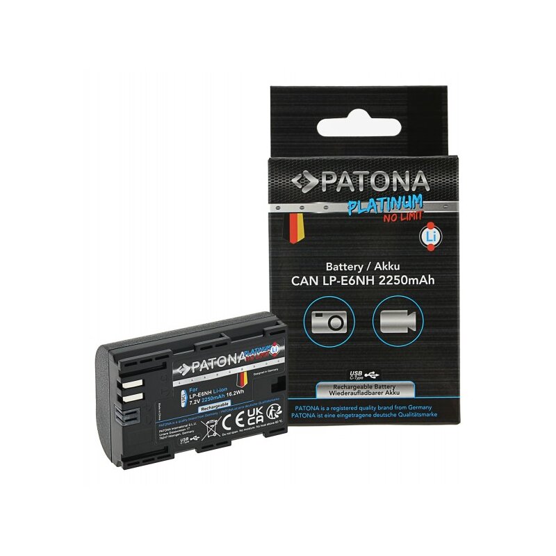 PATONA Platinum Akku USB-C Input für Canon EOS R5 EOS R6 LP-E6NH von PATONA