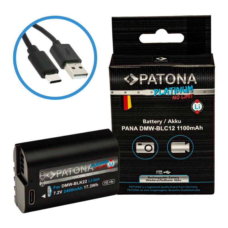 PATONA Platinum Akku USB-C Input für Panasonic DMW-BLC12 von PATONA