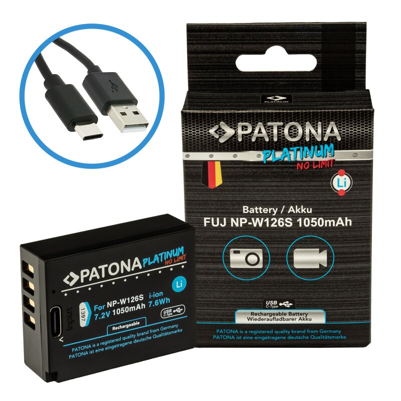 PATONA Platinum Akku mit USB-C Input für Fuji NP-W126S PATONA Platinum Akku mit USB-C Input für Fuji NP-W126S von PATONA