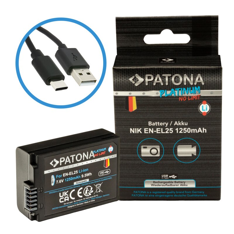 PATONA Platinum Akku mit USB-C Input für Nikon EN-EL25 PATONA Platinum Akku mit USB-C Input für Nikon EN-EL25 von PATONA