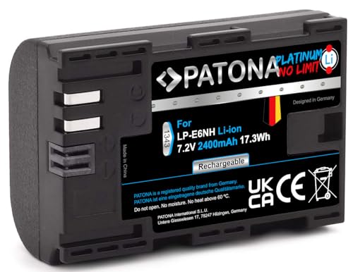 PATONA Platinum LP-E6NH Kamera Akku 2400mAh - Qualitätsakku mit Infochip - Kompatibel mit Canon EOS R5 R5c R6 R6 Mark II R7 etc von PATONA