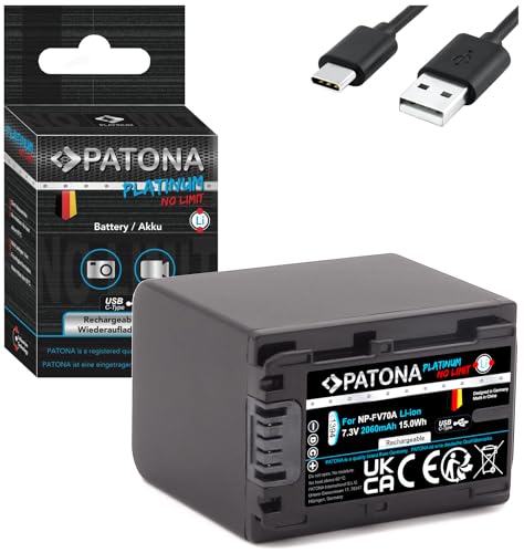 PATONA Platinum NP-FV70A NP-FV70 USB-C Akku 2060mAh mit direktem USB Eingang, ohne Verwendungseinschränkung (1394) von PATONA