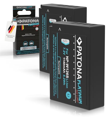 PATONA 2X Platinum NP-W126s Akku 1140mAh Ersatzakku kompatibel mit Fuji Fujifilm XM5 X100F X100V X100VI XA1 XA2 XA3 XA5 XS10 XT3 XT20 XT30 II XT5 XT50 X-M5 X-S10 X-T3 X-T50 NP W126s NPW126s NP-W126 von PATONA