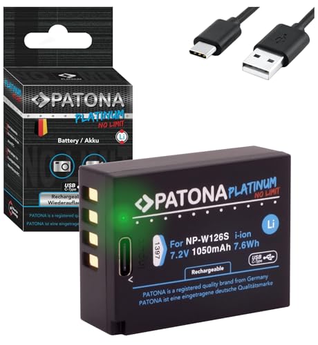 PATONA Platinum NP-W126s NP-W126 USB Akku 1100mAh mit direktem USB-C Eingang (1397) FinePix X100F X100V X-A5 X-A7 X-A10 X-E3 X-H1 X-Pro3 X-S10 X-T3 X-T10 X-T20 X-T30 X-T100 X-T200 usw. von PATONA