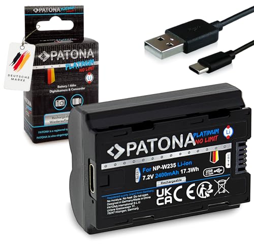 PATONA Platinum USB-C Akku NP-W235 Kompatibel mit Fuji Fujifilm X-T4, X-T5, X-H2, X-S20 von PATONA