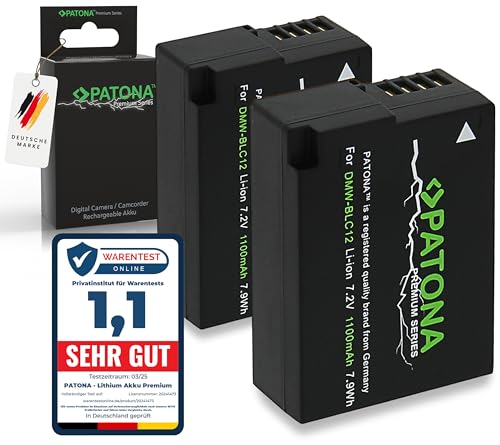 PATONA 2X Premium Akku DMW-BLC12, 1100mAh, Ersatz für Panasonic DMW BLC12 BLC12E BLC12PP Kompatibel mit Panasonic Lumix DMC-FZ300 FZ1000 FZ2000 DMC-G5 G6 G70 G81 G91 DMC-GH2 DMC-GX8 von PATONA