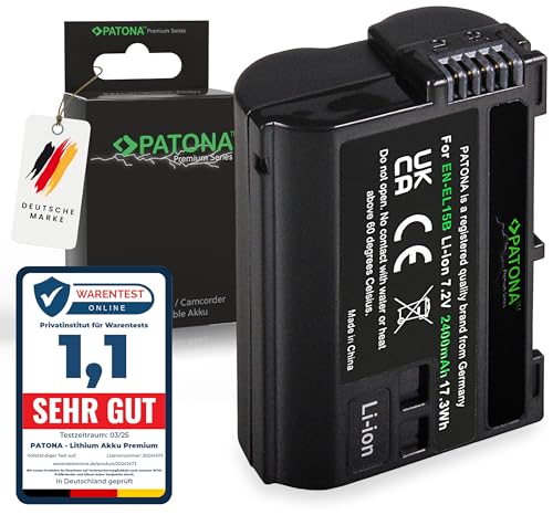 PATONA Premium Akku EN-EL15b 2400mAh Ersatz für Nikon EN EL15 ENEL15b Kompatibel mit Nikon 1 V1 Z6 Z7 D7000 D7100 D7200 D7500 D600 D610 D750 D800 D810 D850 Kamera Griff MB-D12 MB-D15 MB-D17 von PATONA