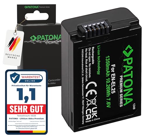 PATONA Premium Akku EN-EL25 Ersatz für Nikon EN-EL25a EL25 ENEL25 Batterie, 1350mAh 7.6V 10.26Wh, kompatibel mit Nikon Z30 Z50 Z50II Z FC ZFC 30 50 50II PATONA Premium Akku EN-EL25 Ersatz für Nikon EN-EL25a EL25 ENEL25 Batterie, 1350mAh 7.6V 10.26Wh, kompatibel mit Nikon Z30 Z50 Z50II Z FC ZFC 30 50 50II von PATONA