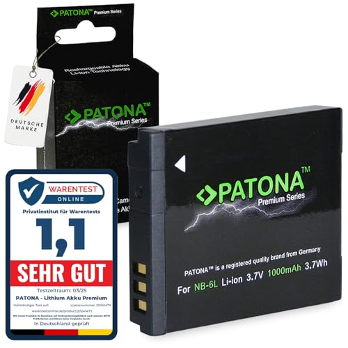 PATONA Premium NB-6L Akku 1000mAh Ersatzakku kompatibel mit Canon Digital Ixus 85 95 105 200 is 300 310 PowerShot D10 D20 S90 S95 S120 SX240 SX260 SX530 SX540 SX610 SX700 SX710 ELPH 500 HS NB6L NB 6L PATONA Premium NB-6L Akku 1000mAh Ersatzakku kompatibel mit Canon Digital Ixus 85 95 105 200 is 300 310 PowerShot D10 D20 S90 S95 S120 SX240 SX260 SX530 SX540 SX610 SX700 SX710 ELPH 500 HS NB6L NB 6L von PATONA