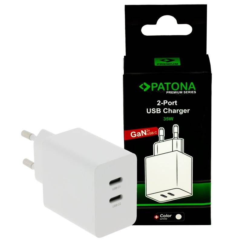 PATONA Premium GaN PD35W Adapter weiß 2xUSB-C PD3.0 von PATONA