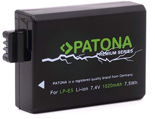 PATONA Premium LP-E5 Akku (echte 1020mAh) Kompatibel mit Canon EOS 450D 500D 1000D von PATONA