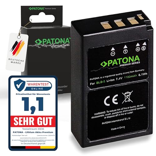 PATONA Premium PS-BLS-5 Akku 1100mAh Ersatzakku kompatibel mit Olympus E-450 OM-D E-M10 Mark II III S IV Pen E-P3 E-PL1 E-PL2 E-PL3 E-PL5 E-PL6 E-P7 E-PL7 EPL8 EPL10 EPM1 EPM2 E P7 EP7 E-M10IV BLS5 von PATONA