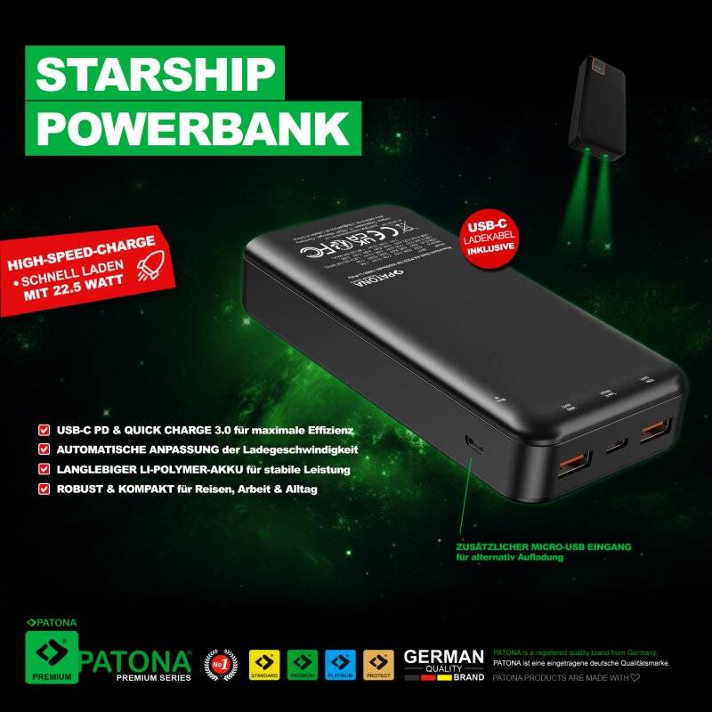 PATONA Premium Powerbank Stark 4.0 PD22.5W 20.000mAh von PATONA