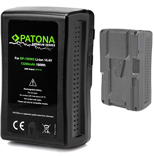 PATONA Premium V-Mount - Ersatz für Akku Sony BP-190WS (13200mAh) - BP-GL65 BP-GL65A BP-GL95 BP-GL95A BP-190S BP-C190S zu z. B. HDW-800P PDW-850 DSR-250P DSR-600P DSR-650P usw. von PATONA