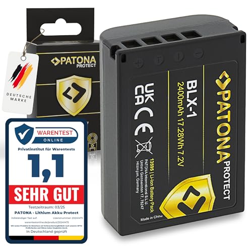 PATONA Protect BLX-1 Akku 2400mAh kompatibel mit Olympus OM-1 OM-3 OM1 OM3 BLX1 BL-X1 BL X1 BLX 1 Ersatzakku mit NTC-Sensor und hitzeresistentes V1 Gehäuse, feuerhemmend von PATONA