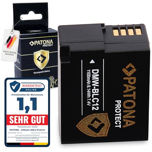 PATONA Protect DMW-BLC12 E Kamera Akku (1100mAh) mit NTC Sensor und V1 Gehäuse - Kompatibel mit Lumix DC FZ1000 II G91 DMC FZ2000 FZ1000 FZ300 FZ330 FZ200 GX8 G70 G80 G81 G7 G6 G5 von PATONA