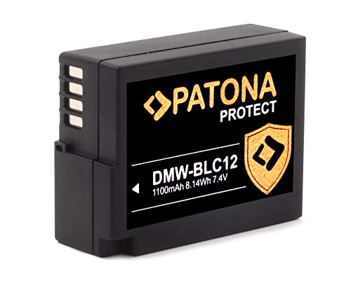 PATONA Protect DMW-BLC12 E Kamera Akku (1100mAh) mit NTC Sensor und V1 Gehäuse - KOMATIBEL mit Lumix DC FZ1000 II G91 DMC FZ2000 FZ1000 FZ300 FZ330 FZ200 GX8 G70 G80 G81 G7 G6 G5 etc. von PATONA