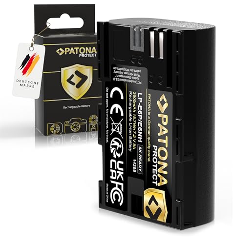 PATONA Protect LP-E6P E6NH Akku, 2600mAh 18,7Wh 8A 8k-fähig, Ersatzakku für Canon LP-E6NH LP-E6N LP-E6 kompatibel mit EOS R5 Mark II R5C R6 R6II R7 5D Mark II III IV 6D 7D 60D 70D 80D 90D XC10 XC15 PATONA Protect LP-E6P E6NH Akku, 2600mAh 18,7Wh 8A 8k-fähig, Ersatzakku für Canon LP-E6NH LP-E6N LP-E6 kompatibel mit EOS R5 Mark II R5C R6 R6II R7 5D Mark II III IV 6D 7D 60D 70D 80D 90D XC10 XC15 von PATONA