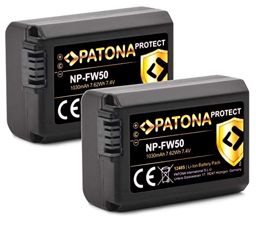 PATONA Protect V1 (2X) Akku NP-FW50 (1030mAh) ohne Verwendungseinschränkung von PATONA