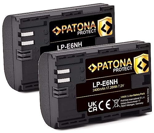 PATONA Protect V1 (2X) LP-E6NH Akku (2400mAh) Qualitätsakku mit NTC-Sensor und V1 Gehäuse - Intelligentes Akkusystem - neueste Generation von PATONA