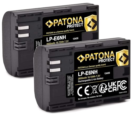 PATONA Protect V1 LP-E6NH Akku 2X (2600mAh) Qualitätsakku mit NTC-Sensor und V1 Schutzgehäuse - Intelligentes Akkusystem - neueste Generation von PATONA