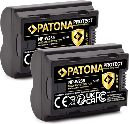 PATONA Protect V1 2X Akku NP-W235 (2400mAh) kompatibel mit Fuji Fujifilm GFX-50s II GFX-100S GFX-100 II X-H2 X-H2s X-S20 X-T4 X-T5 - mit NTC-Sensor und V1 Gehäuse von PATONA