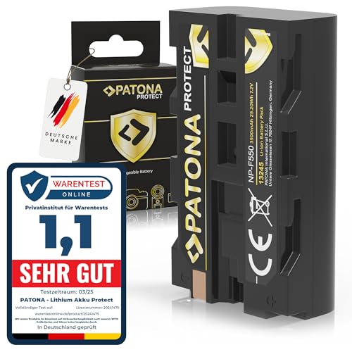 PATONA Protect NP-F550 Akku 3500mAh Ersatzakku kompatibel mit Sony Camcorder, LED Indikatoren Beleuchtung Videoleuchte, Kamera Monitore, Battery NP-F750 NP-F950 NP-F970 NPF550 NP F550 PATONA Protect NP-F550 Akku 3500mAh Ersatzakku kompatibel mit Sony Camcorder, LED Indikatoren Beleuchtung Videoleuchte, Kamera Monitore, Battery NP-F750 NP-F950 NP-F970 NPF550 NP F550 von PATONA