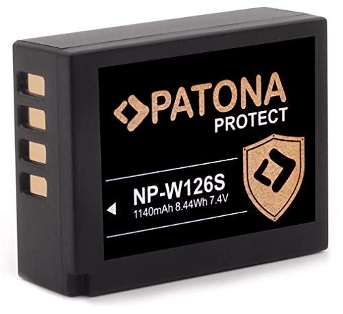 PATONA Protect V1 Akku NP-W126s NP-W126 (1140mAh) mit NTC-Sensor und V1 Gehäuse - ohne Verwendungseinschränkung - X-M5 X100VI X-S10 X-T20 X-T30 II X-T5 X-T50 usw. von PATONA
