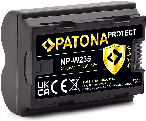 PATONA Protect V1 Akku NP-W235 (2400 mAh) mit NTC-Sensor und V1 Gehäuse - kompatibel mit Fuji Fujifilm GFX-50s II GFX-100S GFX-100 II X-H2 X-H2S X-S20 X-T4 X-T5 von PATONA