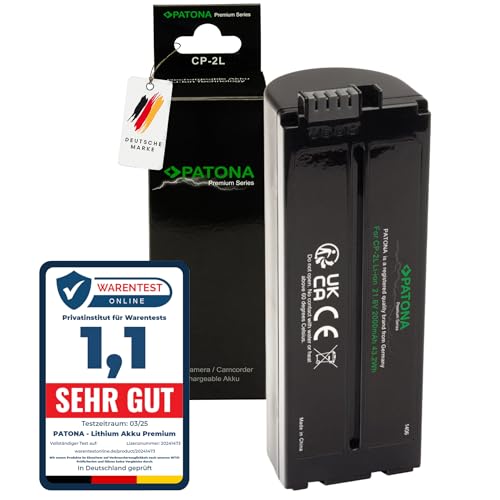 CP-2L Premium Akku 2000mAh Ersatz für Canon CP-1L NB-CP1L CP2L CS-CP2L kompatibel mit Selphy CP200 CP300 CP400 CP500 CP600 CP710 CP800 CP900 CP1000 CP1200 CP1300 CP1500 Fotodrucker von PATONA