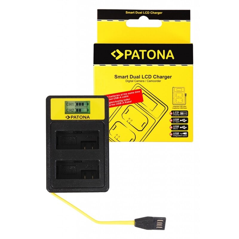 PATONA Smart Dual LCD USB Ladegerät f. Canon LP-E8 550D 600D von PATONA