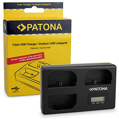 PATONA Triple Ladegerät für LP-E6NH LP-E6N LP-E6 Akkus Kompatibel mit Canon XC10 XC15 EOS R7 R6 R5 EOS 5D Mark II III 60D 70D 80D 90D von PATONA