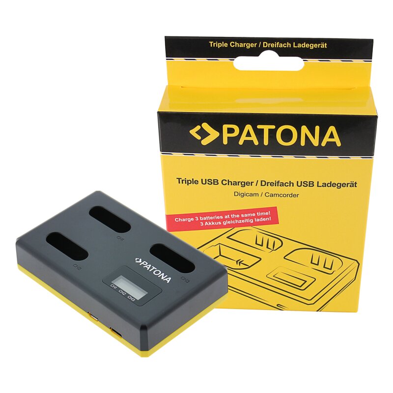 PATONA USB Triple Ladegerät Sony NP-BX1 BX BX1 NP-BX1 von PATONA