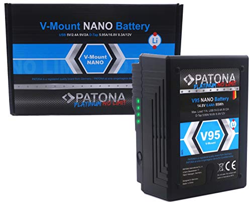 Patona Platinum V95 Nano V-Mount Akku D-Tap/Ersatz-Akku mit 95 Wh passend für Sony V-Mount Kameras von PATONA