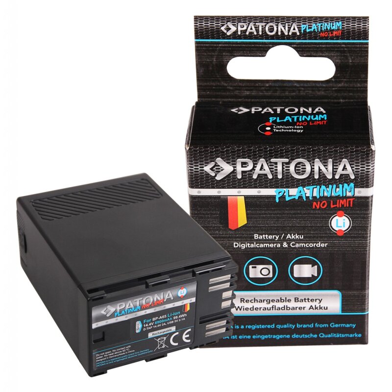 Platinum Akku f. Canon BP-A65 A60 A30 EOS C200 C300 Mark II XF705 D-Tap USB-Output Platinum Akku f. Canon BP-A65 A60 A30 EOS C200 C300 Mark II XF705 D-Tap USB-Output von PATONA