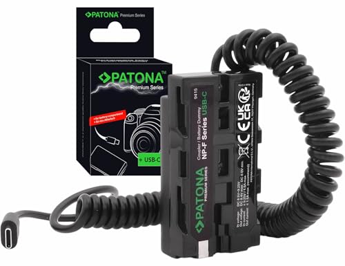 VP-NPF Dummy Akku USB-C Premium Netzteil Netzadapter Ladegerät Koppler Adapter kompatibel mit Sony NP-FM50 NP-F550 NP-F750 NP-F960 NP-F970 NP-FM500 NP-FM500H für Kamera Monitor Video LED Beleuchtung von PATONA