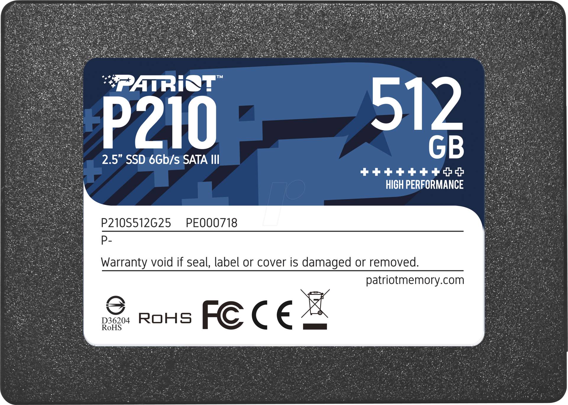 P210S512G25 - Patriot P210 2,5'' SSD, 512 GB von PATRIOT MEMORY