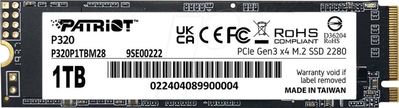 P320P1TBM28 - Patriot P320 SSD 1 TB, M.2 2280 von PATRIOT MEMORY